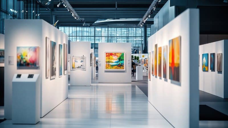 Des peintures abstraites exposées dans un musée